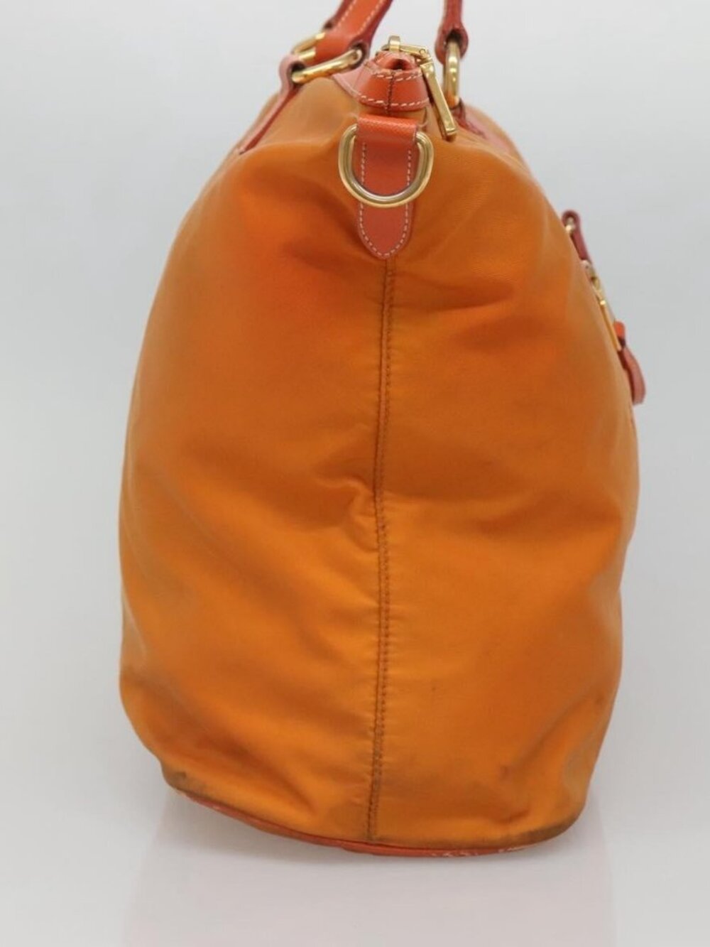 PRADA Tote Bag Nylon 2way Orange Gold Auth ep9199 - Picture 5 of 16